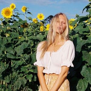 HM White Peasant Peplum Crop Top